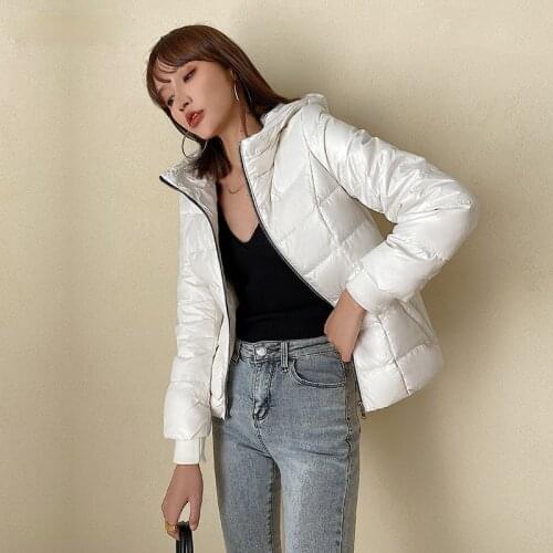 Solid Color Light Short Down Jacket Womens Fashion Hooded Korean Straight Tide Warm White Duck Down Bread Coat
