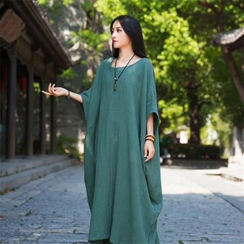 Women Plus Size Maxi Dress Casual O-Neck batwing Sleeve vintage Long Dresses Elegant vestidos de festa oversize dress