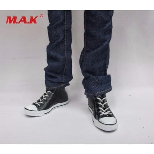 1/6 Soldier Toys Action Figure Accessories Female Canvas Shoes Black Sports Shoes Sneakers with Laces Model Use for 12'' Figure