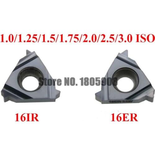 10PCS 16ER 16IR 16 ER IR 1.0/1.25/1.5/1.75/2.0/2.5/3.0 ISO,Indexable Tungsten Carbide internal External Threading Lathe Inserts