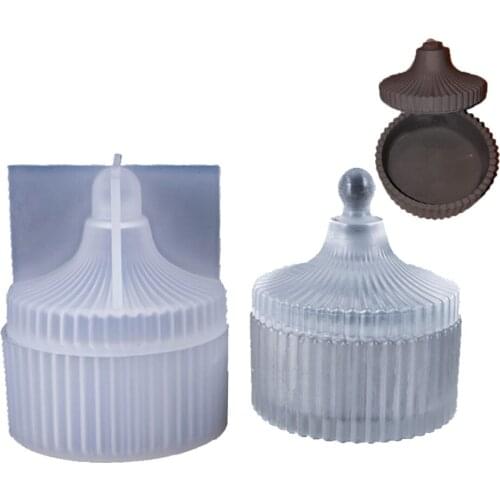 2020 Hot DIY Crystal Epoxy Storage box Europe Style Cosmetics jewelry Box Clear Mold Round Stripe Storage Box Silicone Mold