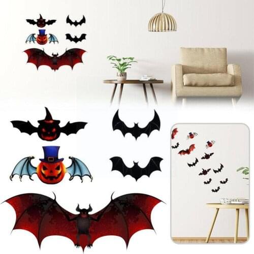 Halloween 3D Black Bat Wall Stickers Halloween Party Decorative Bats DIY Decal Halloween Horror Stickers Wall Removable F4L1