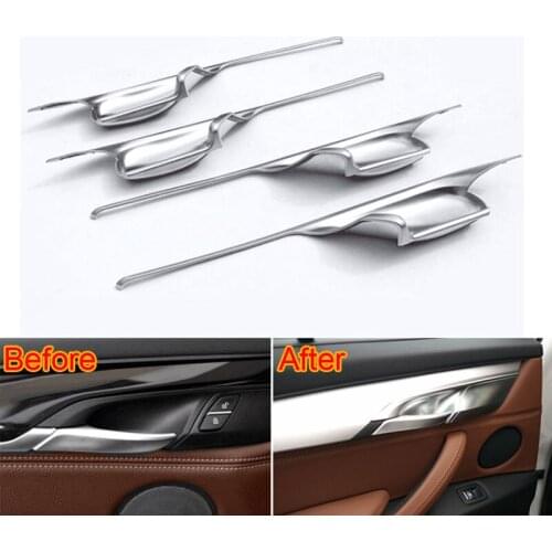 4pcs/set Interior Inner Side Door Handle Bowl Cover Trim Sequined Decoration For X6 X5 F15 2014 2015 Car Styling Auto Accessorie