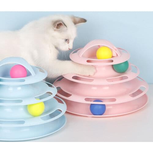 4 Levels Cat Toy Tower Tracks Cat Toys Interactive Cat Intelligence Training Amusement Plate Cat Tower Pet Products Cat Tunnel