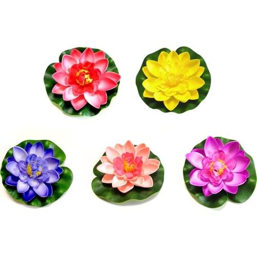 5pcs Floating Water Fake Flowers Gift 10cm Lovely Aquarium Decoration 5pcs/set Artificial Lotus Floral Pond Tank Lillies