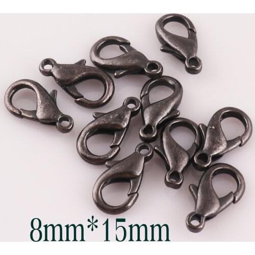 50 pcs Gunmetal Lobster Clasps MINI Wholesale Push Hook for Jewelry Necklaces Parrot Clasp Hook-8mm*15mm