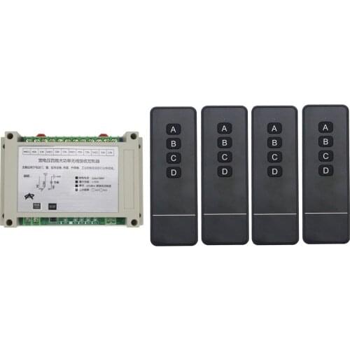 AC220 380V 4CH RF Wireless Remote Control Relay Switch Security System Garage Doors, Electric Doors / Motor 4*transmitter
