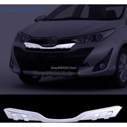 Car Styling ABS Chrome Front Bumper Protector Grille Grill Front Moulding Bumper Grille Cover Trim For Toyota Vios 2019 2020