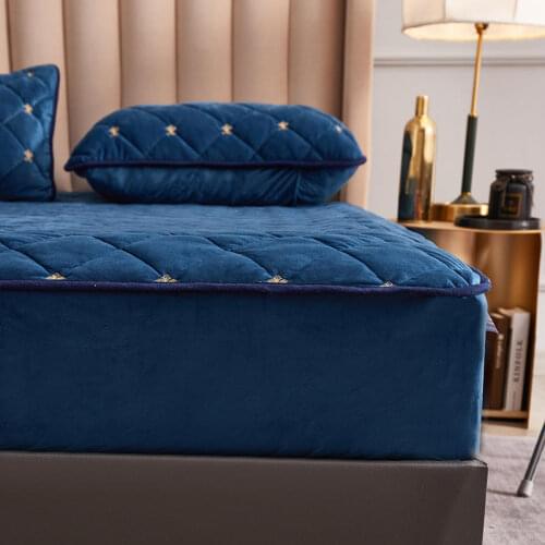 Velvet Fitted Bed Sheet Queen King Size Mattress Cover Luxury Bedding Bed Linen for Women Men
