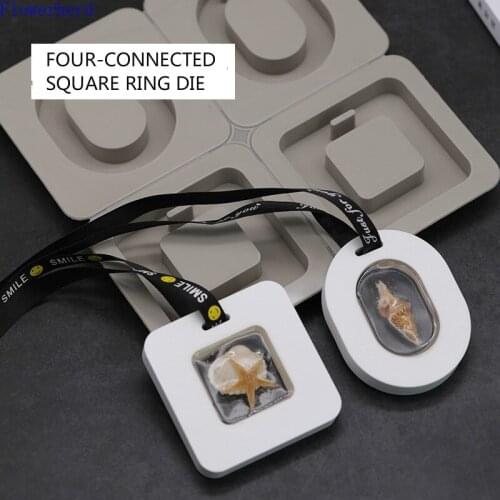 Four-Square Ring Mould Gypsum Tablet Wax Ring Oval Hollow Fragrance Sheet Silicone Mould Plaster Base Mold Fondant Tools