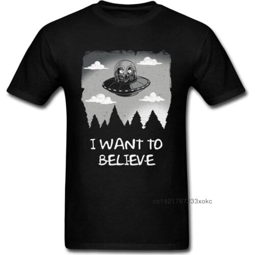 Believe In Aliens T Shirts Men UFO Tshirt Fashion Summer Clothing Black T-shirt Cotton Tees Vintage Comic Top Shirts