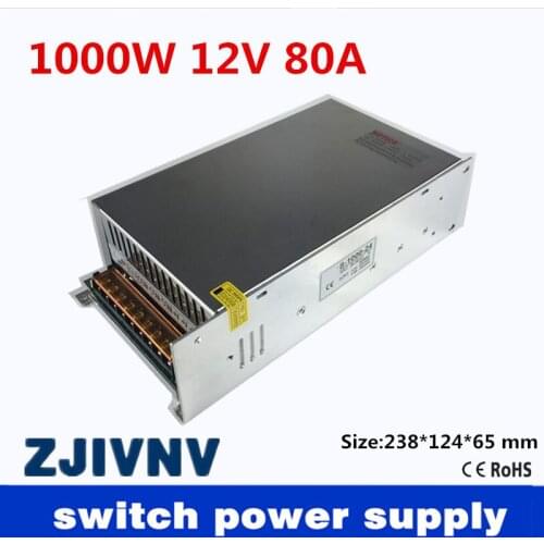 Small Volume Single Output 1000W 12V 80A Switching Power Supply Transformer AC110V or 220V TO DC SMPS for LED Light CNC Stepper