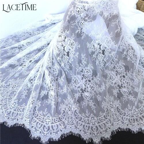 3M Long French Eyelash Chantilly Lace Fabric White Embroidery Tulle Material DIY Handmade Sewing Accessories 145cm Wide