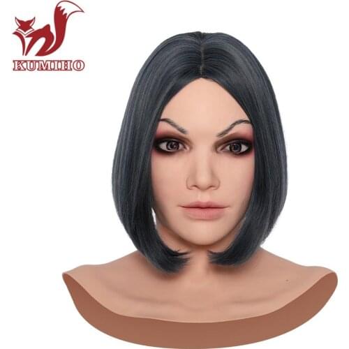 KUMIHO Beatrice Style Crossdressing Silicone full head mask with Neck Cosplay Costumes for drag queen shemale 5G