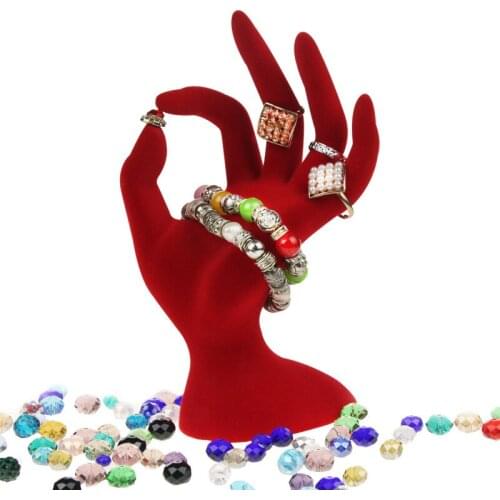 Hand Mannequin Ok Shaped Stand Hand Black Velvet Ring Bracelet Necklace Chain Watch Display Holder Stand 11*17cm
