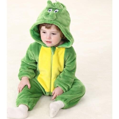 Fashion baby cartoons Flannel baby winter warm dinosaur tiger tiger clothes baby