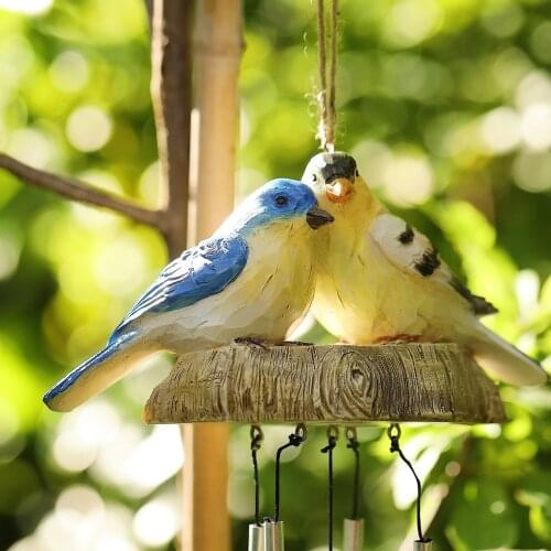 Outdoor Wind Chime Hand Painted Resin Bird Hanging Ornament for Home Garden Courtyard Decoration TS1