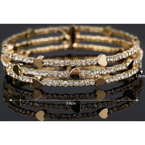 New exquisite love handmade three-row elegant temperament bracelet female simple style personality bracelet bridal jewelry