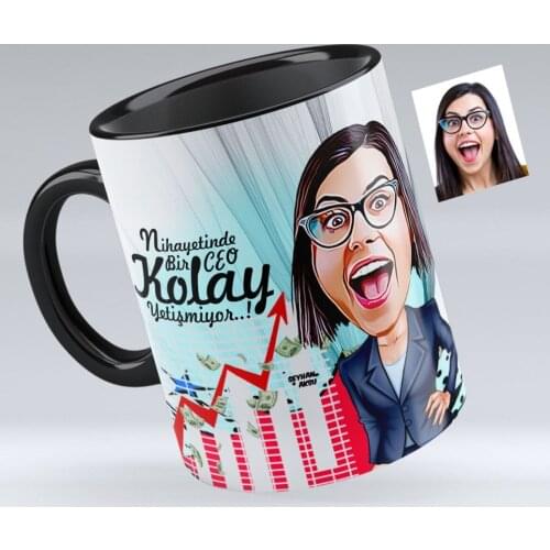 Personalized Women 'S CEO Caricature Of Black Mug cup-2