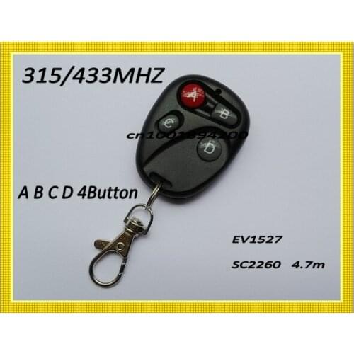 315/433MHZ Radio Remote Controller 4CH Button Remote Key ABCD RF Transmitter EV1527/SC2260 4.7m Lock Unlock Protection Removal