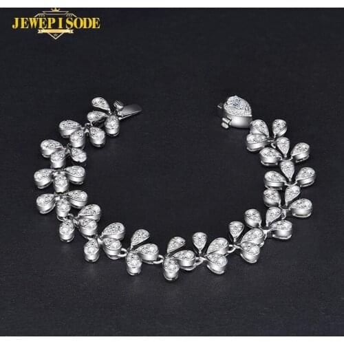 Jewepisode Luxury Wedding Charm Bracelets Pure 925 Sterling Silver Created Moissanite Fine Jewelry Bracelet Drop Shipping Gifts