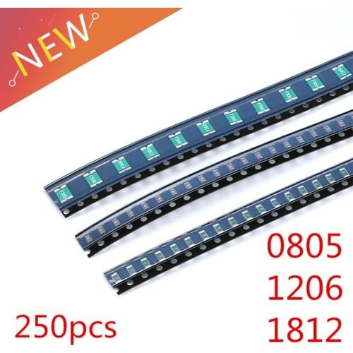 Resettable Fuses Kit 25valuesX10pcs=250pcs 1812 1206 0805 SMD Self-recovery Fuse Assorted Packs 0.1A-3.5A