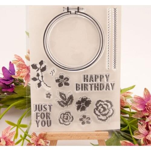 10x15 Ring Birthday Flower Transparent Clear Silicone Stamp Seal for DIY Scrapbooking Photo Album Decorative Clear Stamp