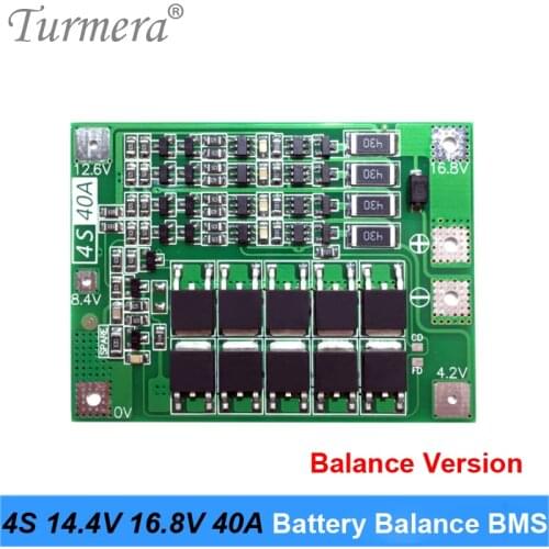 Turmera 4S 40A Balanced BMS 14.4V 16.8V 18650 21700 26650 Lithium Battery Protected Board for Screwdriver Drill and Headlamp Use