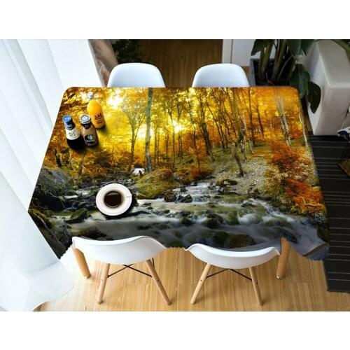 Pvc table cover Waterproof 3D rectangular Tablecloth party round table cloth customized size Waterfall Cushion cover
