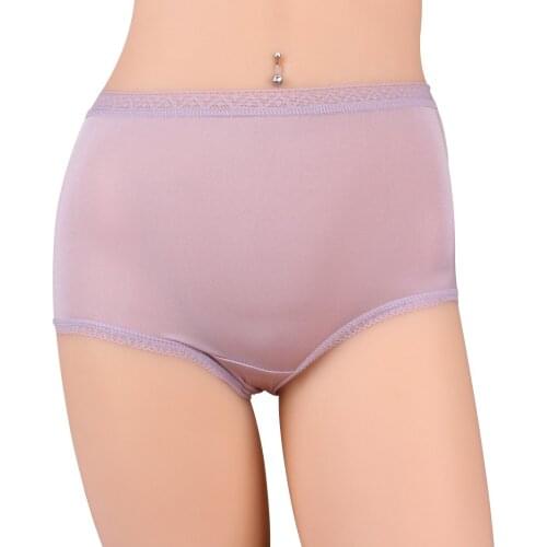 High quality high waist panties womens big triangle panties seamless knitted 100% silk panties