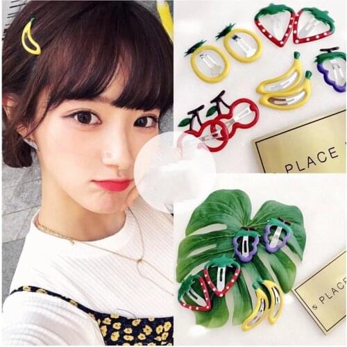 Girl Heart Lovely Fruit Color Oil Hair Clip Children Korea Banana Cherry Accessories