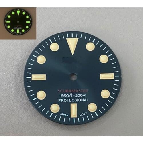 28.5mm Green Luminous Stereo Watch Dial for NH35 Movement with S Logo
