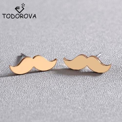 Todorova Cute Beard Mustache Shape Stud Earrings for Women Girls Nice Gift Fashion Ear Jewelry Boucle d'oreille Femme