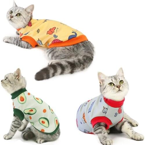 Winter Pet Clothes Casual Cat Clothing Print Dog Vest Tee Shirt Cotton T-shirt Puppy Apparel