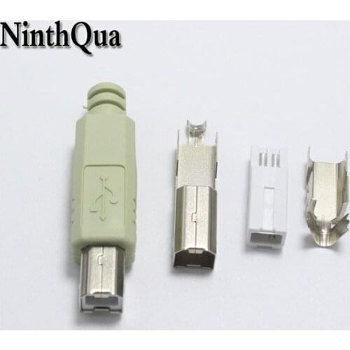 10set Type B Male USB Printer Scanner Extender Adapter Grey Data Sync Coupler Converter DIY Repair Free-Welding Connector