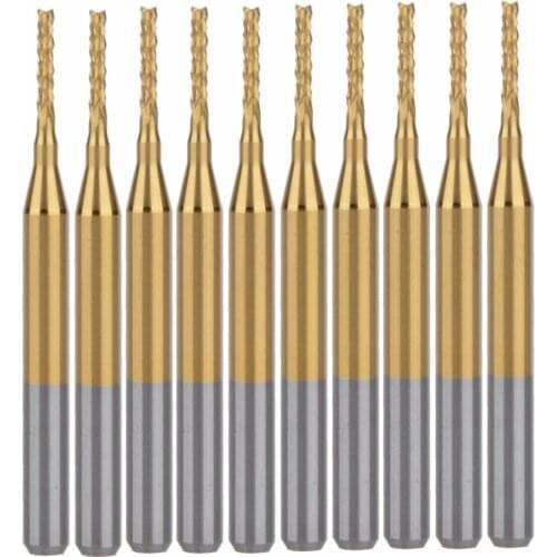 10pcs Titanium Coat Carbide 3.175X1.2X7mm PCB Carbide Tools, CNC Cutting Bits, Millinging Cutters