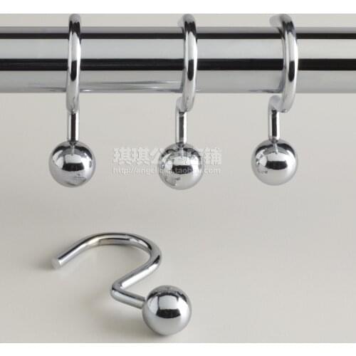 Steel ball classic curtain bathroom curtain shower curtain hook chrome silver bright shower curtain hook