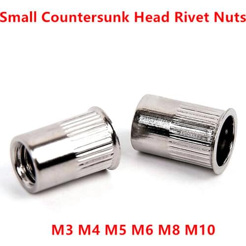 2-20Pcs M3 M4 M5 M6 M8 M10 M12 304 Stainless Steel Rivnut Small Countersunk Head Riveted Nuts Insert Cap Rivet Nut