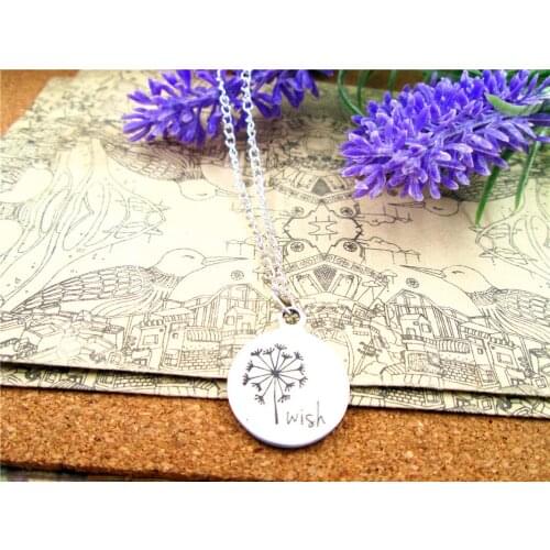 3pcs/lot Fashion stainless steel necklace "Dandelion w ish hope" Charms Pendant necklace Jewelry Gift more style for choosing