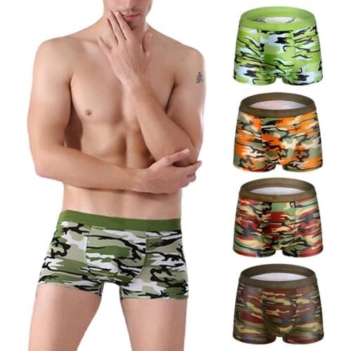 4Pcs Fashion Men Boxers Camouflage Cotton Mens Underwears Shorts Boxers Seamless Breathable Underwear men clothing 2021