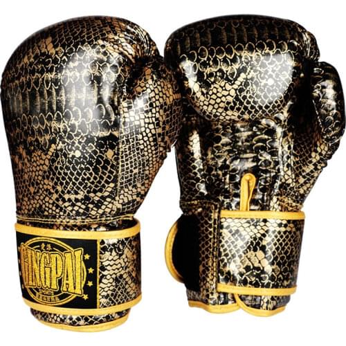 8/10/12OZ Snakeskin Gold silver Boxing Gloves Leather for Adults Women/Men Training Muay Thai Sanda Equipments mma Gloves