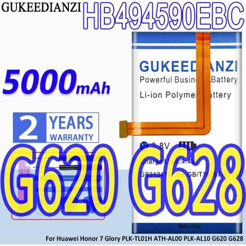 GUKEEDIANZI Battery HB494590EBC 5000mAh For Huawei Honor 7 Glory PLK-TL01H ATH-AL00 PLK-AL10 G620 G628 Honor7