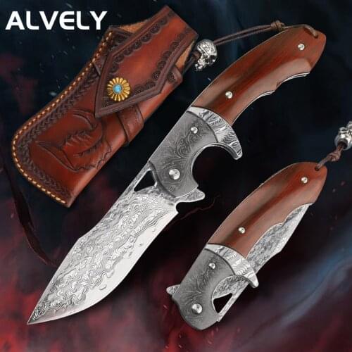 VG10 Damascus Steel Outdoor Rescue Survival Portable Multifunctional Camping Hunting Sharp Practical EDC Tactical Folding Knife