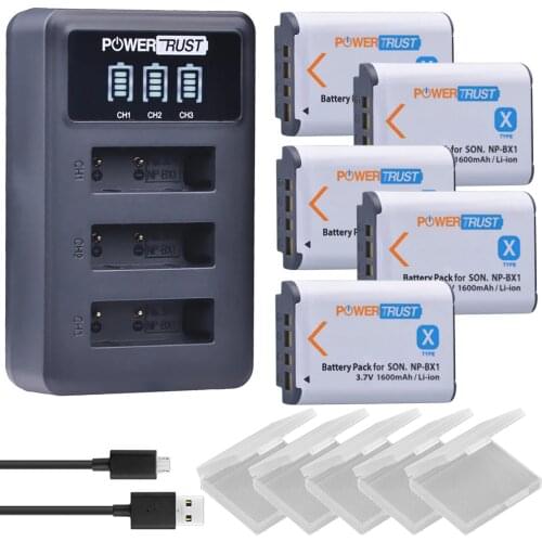 5Pcs 1600mAh NP BX1 NP-BX1 NPBX1 Battery + LED 3 Port USB Charger for Sony DSC-RX100 DSC-WX500 HX300 WX300 HDR AS100v AS200V