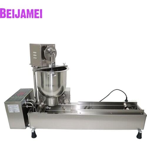BEIJAMEI 3000W Commercial Doughnut Makers 2 Rows Electric Donut Frying Mini Automatic Doughnut Donut Making Machine