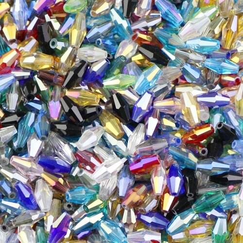 YHBZRET Long Bicone Faceted Austria Crystal Beads 100pcs 4*8mm Spacer charm glass Loose beads for Jewelry making bracelet DIY