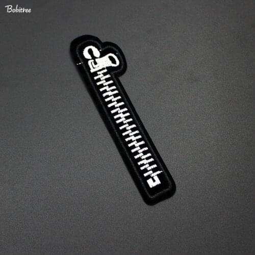 Black Simulation Zipper Clothes Patches Embroidery iron on Sewing Stickers Fabric Applique for Clothes DIY Patchwork