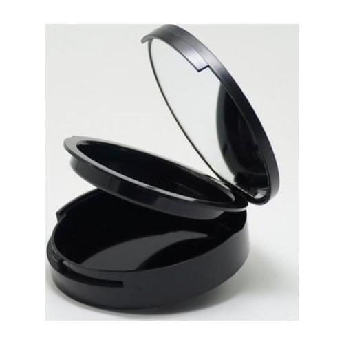 Black Empty loose powder jar with mirror Cosmetic plastic powder compact Makeup Sifter case Travel Sample Box