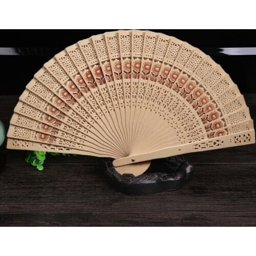 Engraved Wood Folding Hand Fan Wooden Fold Fans Wedding Party Gift Home Decor Children Princess Lady Show Performance Tools