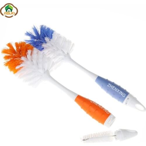 MSJO Baby Bottle Brush Baby Kids Milk Feed Nipple 2 in1 Pacifier Tube Cleaner Kitchen Glass Cup Drinking Bottle Cleaner Brushes